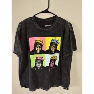 Notorious BIG Graphic T Shirt Acid Wash Black Crown Men's XL